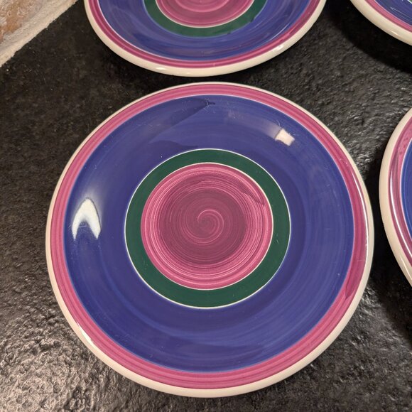 (5) Piece Furio Italy Dish Wear In Purple Blue And Green 8" Plates - Picture 2 of 10
